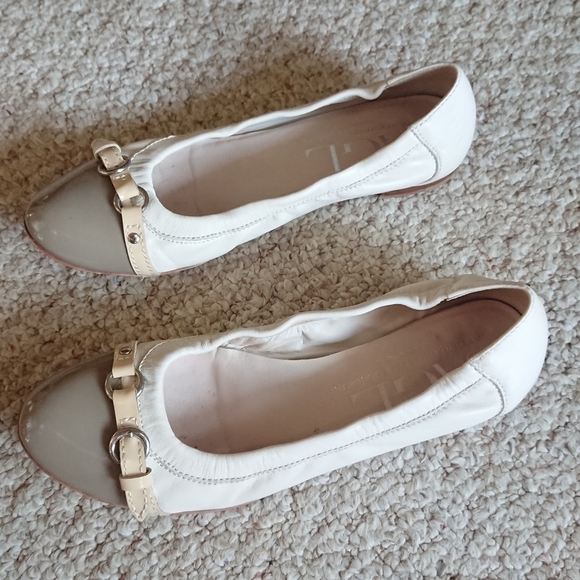 Attilio Giusti Leombruni Monika Ballet Flats Taupe cap & white leather size 37.5 - Picture 2 of 14